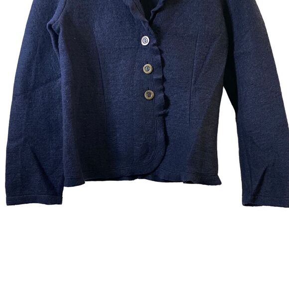 Nara Maglie Navy Wool Blend Cardigan With Tortoiseshell Buttons NWT Size X-Large - Picture 2 of 16